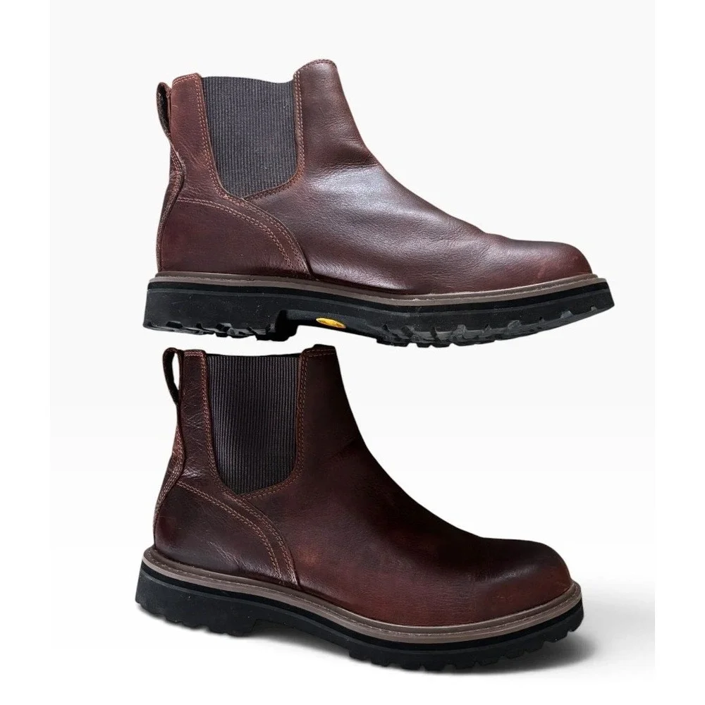 LL Bean Portland Chelsea Boots Mens 10.5 Dark Brown Leather Vibram Sole 523014